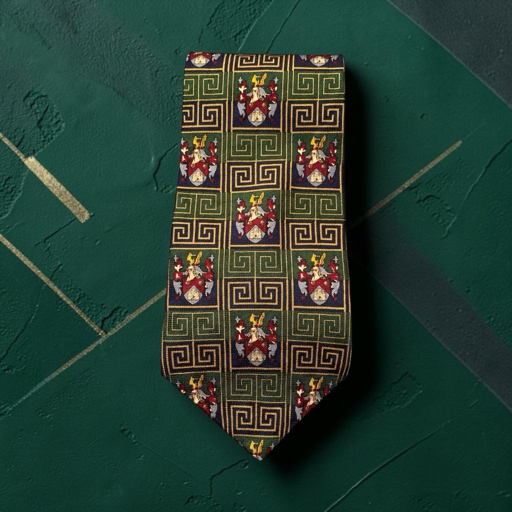 Vintage J.S. Blank & Co. Tie Silk Old English Inn Signs Green Red Classic